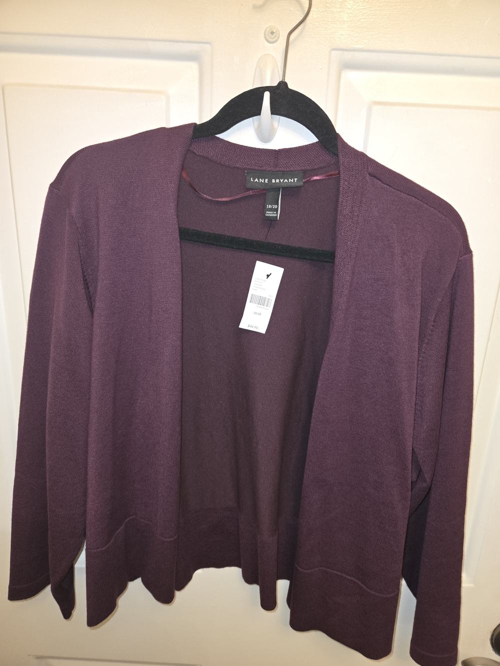 Lane Bryant Plum Open-Front Knit Cardigan